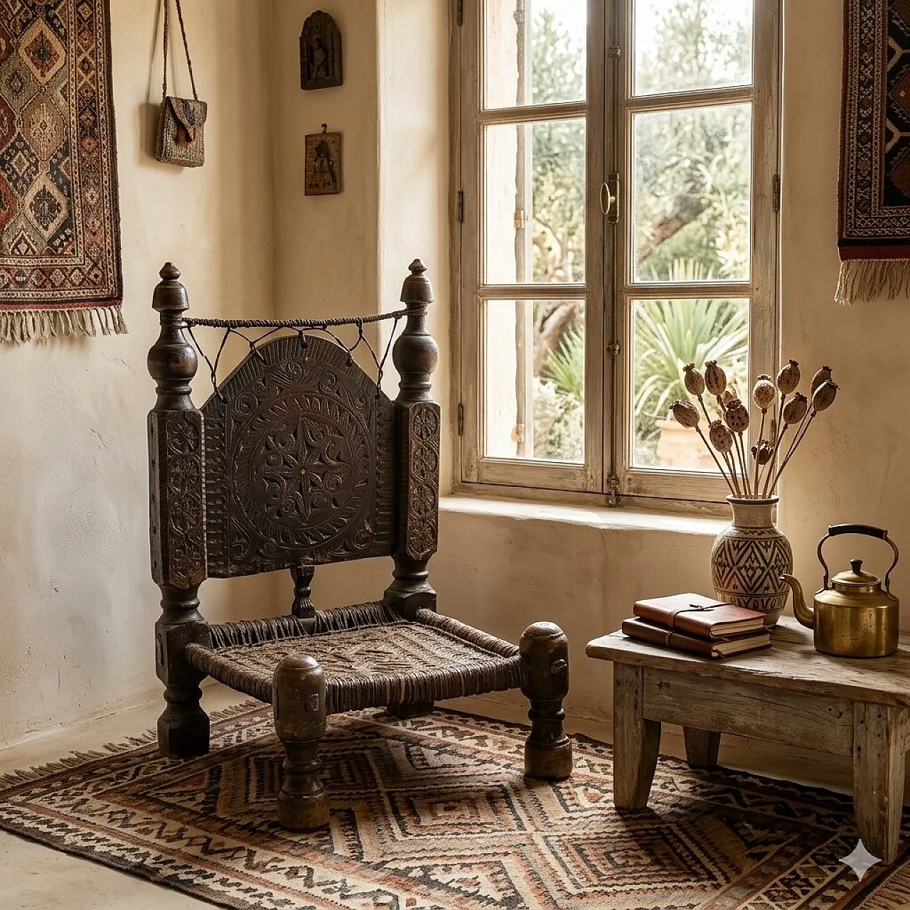 Ethnic chair in exotic wood, 19th century 2