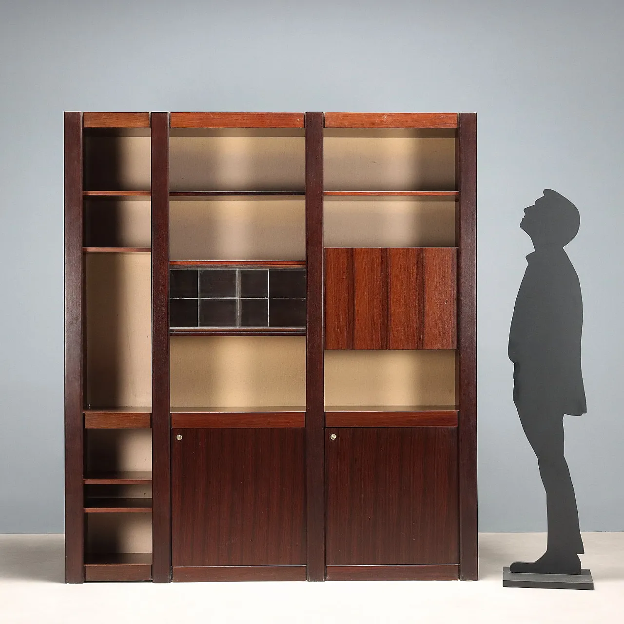 Acerbis bookcase in exotic wood veneer, 1980s 3