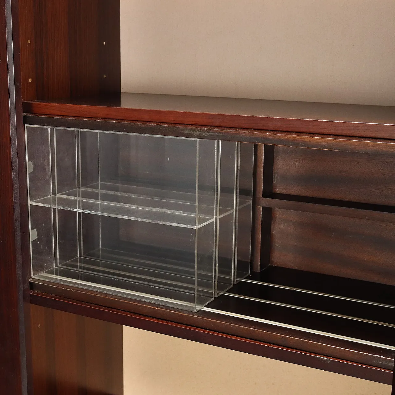 Acerbis bookcase in exotic wood veneer, 1980s 8