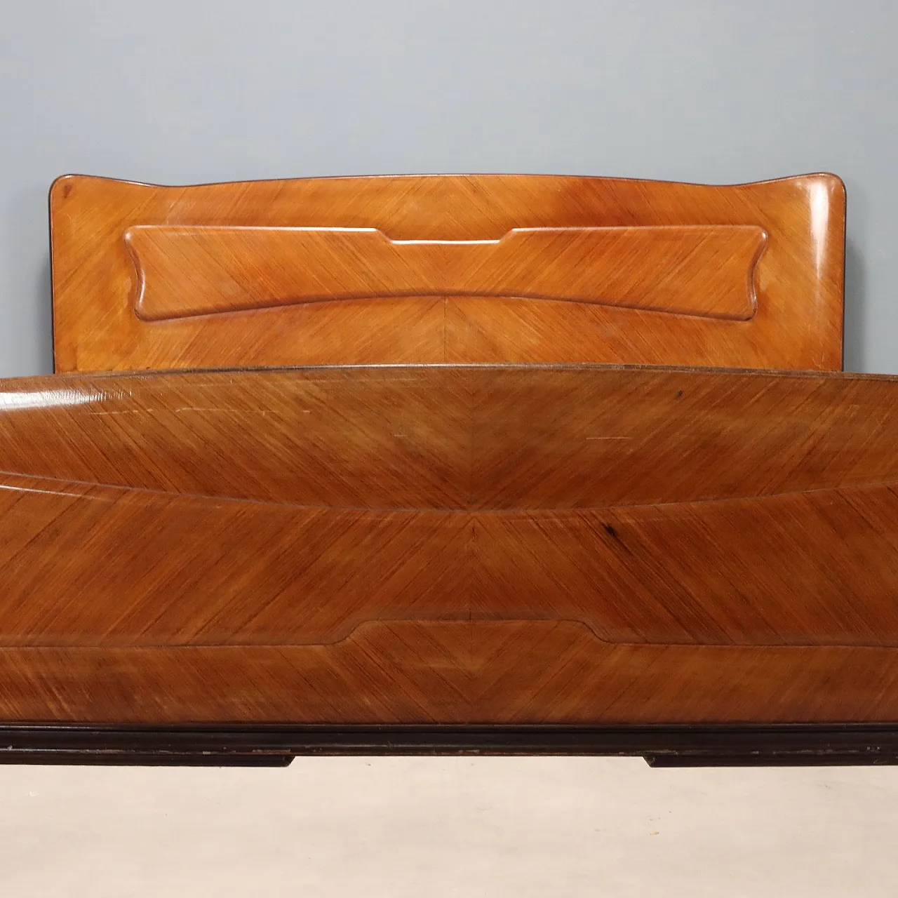 Double bed in exotic wood veneer, mid-20th century 5