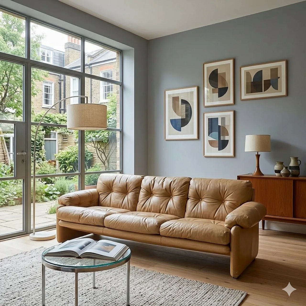 Sofa with foam padding and leather upholstery, 20th century 2