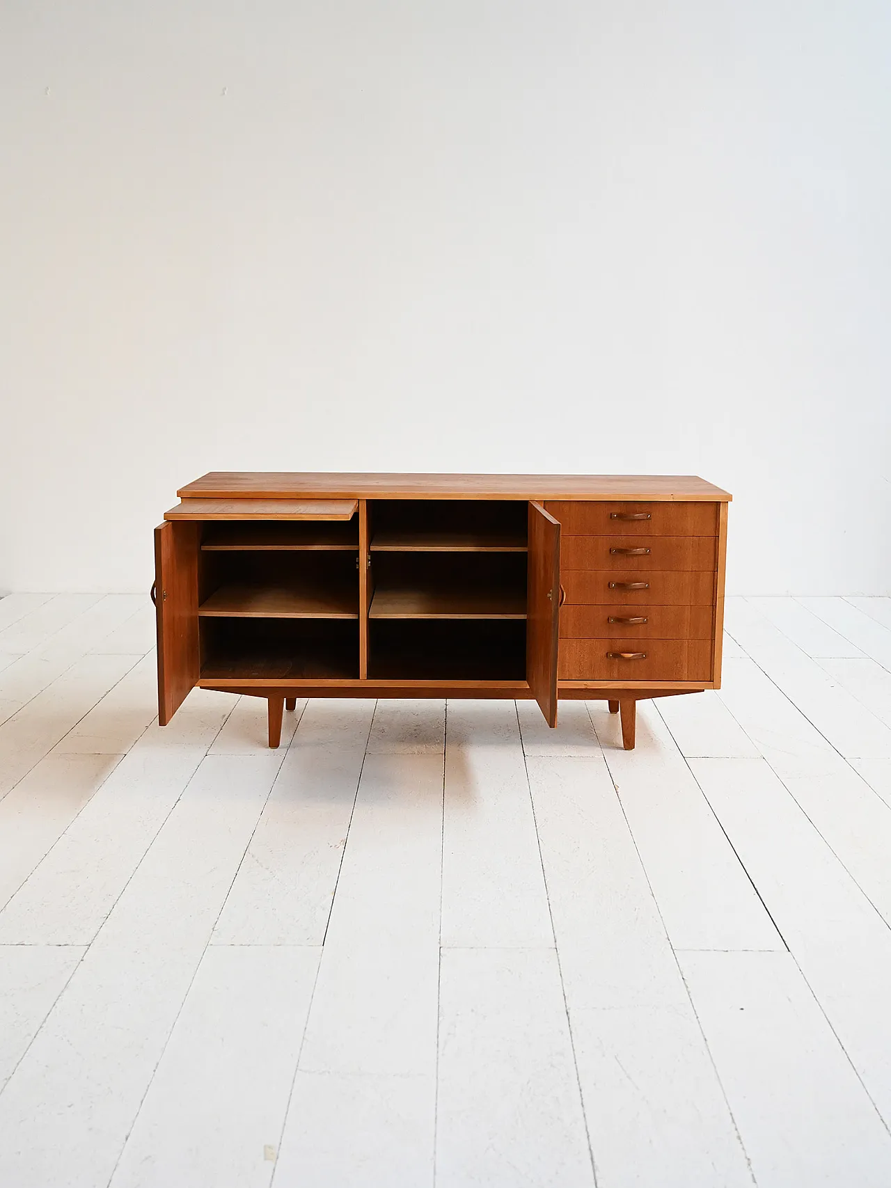 Scandinavian teak sideboard with extractable top, 1960s 4