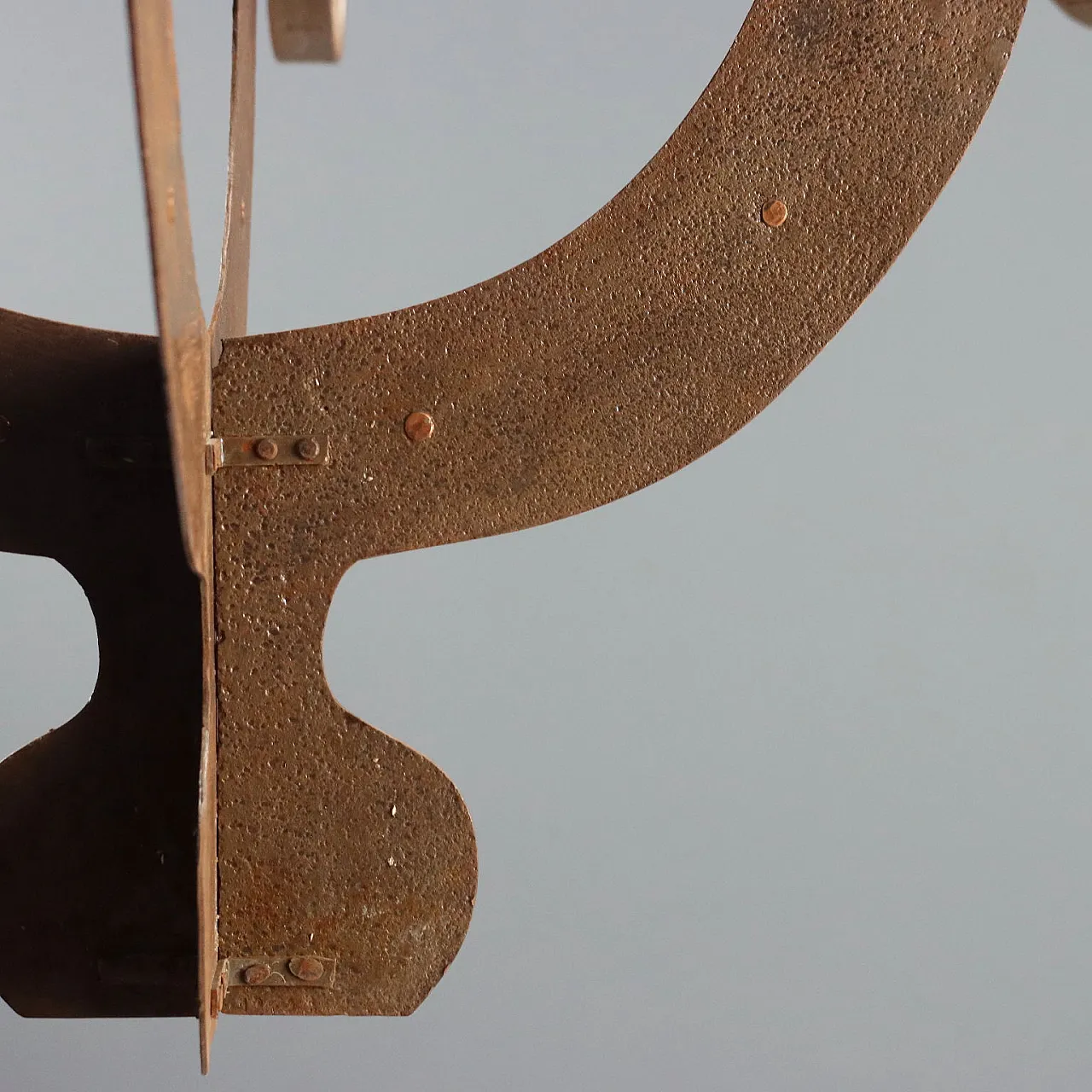 Wrought iron, copper, and sheet metal chandelier, early 20th century 7