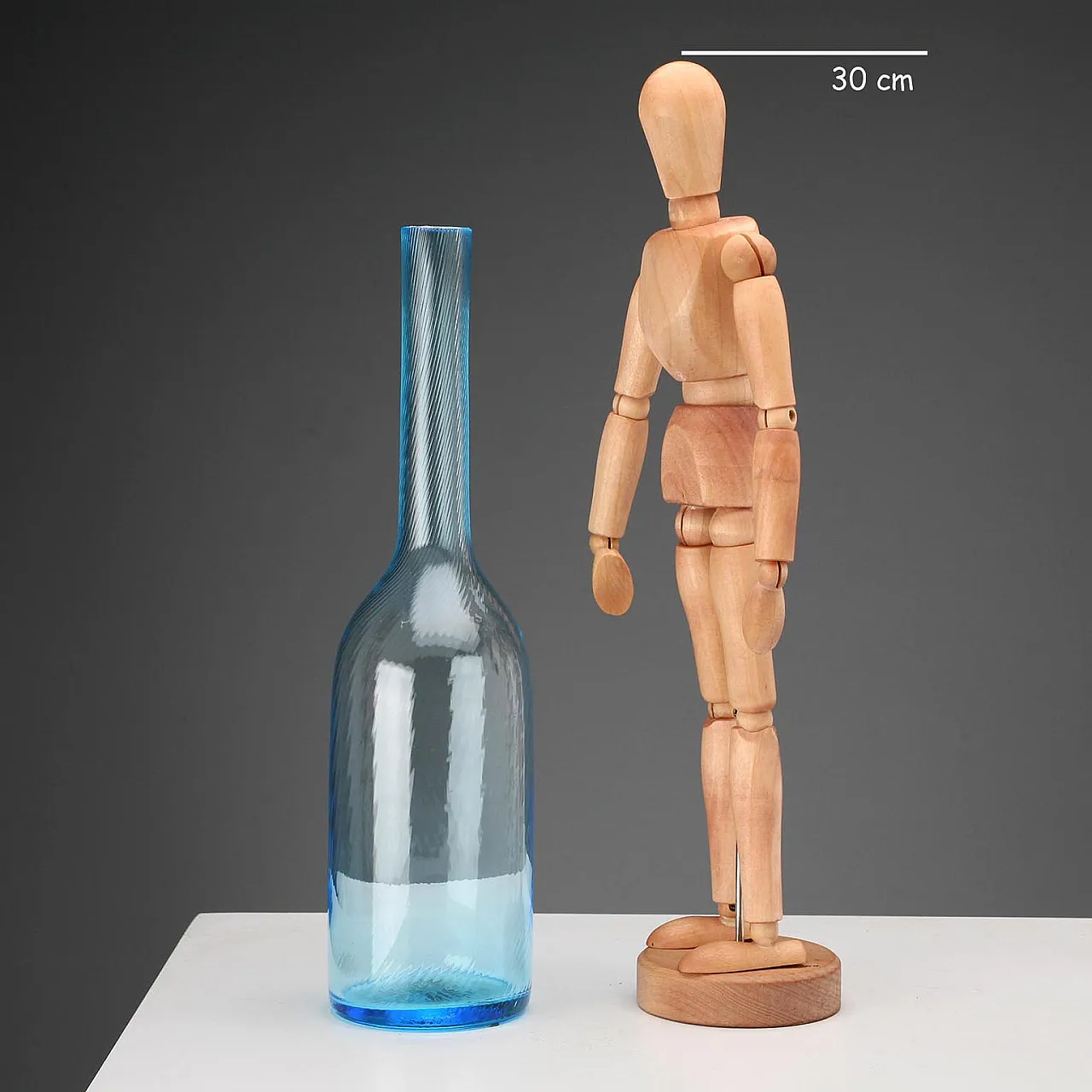 Blue glass bottle by Carlo Moretti, 20th century 2