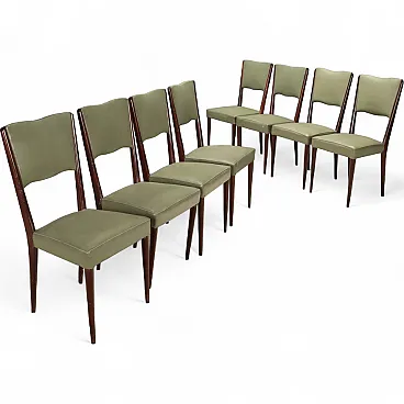8 Chairs in beech and fabric, 20th century