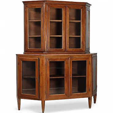 Credenza doppio corpo scantonata in noce, '800