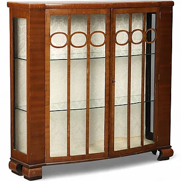 Art Deco showcase in mahogany veneer, 20th century