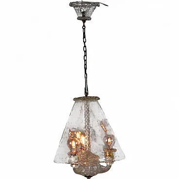 Lampadario in vetro, anni '50