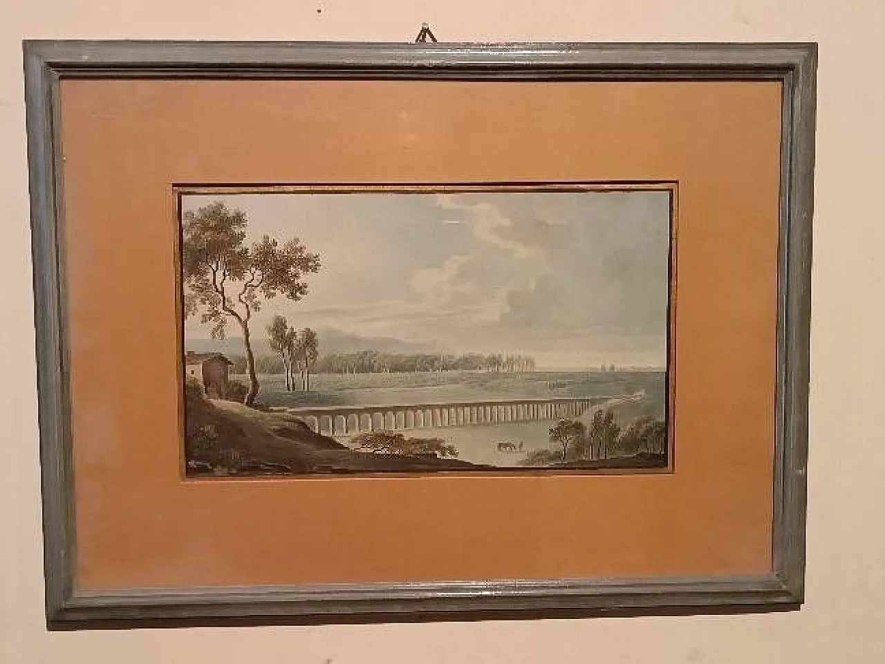 Paesaggio con acquedotto e ponte, acquerello su carta, '800 1
