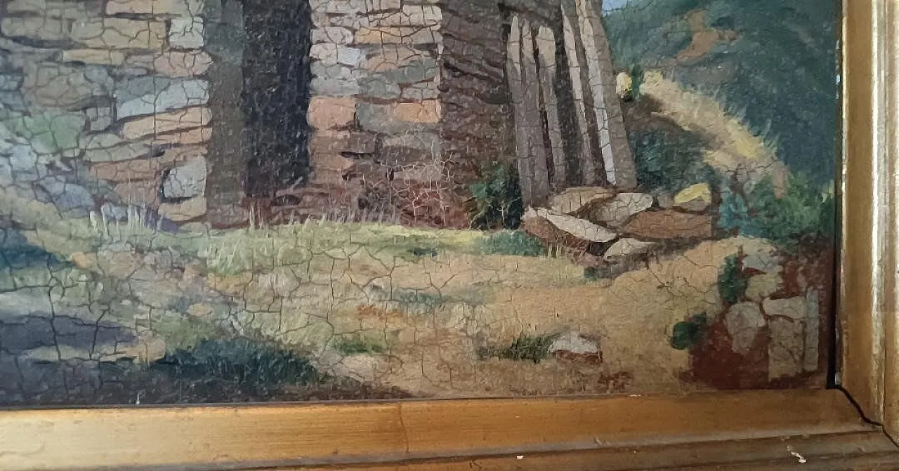 Pittura paesaggistica, olio su cartone, inizio '900 4