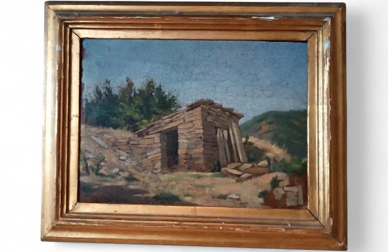 Pittura paesaggistica, olio su cartone, inizio '900 15