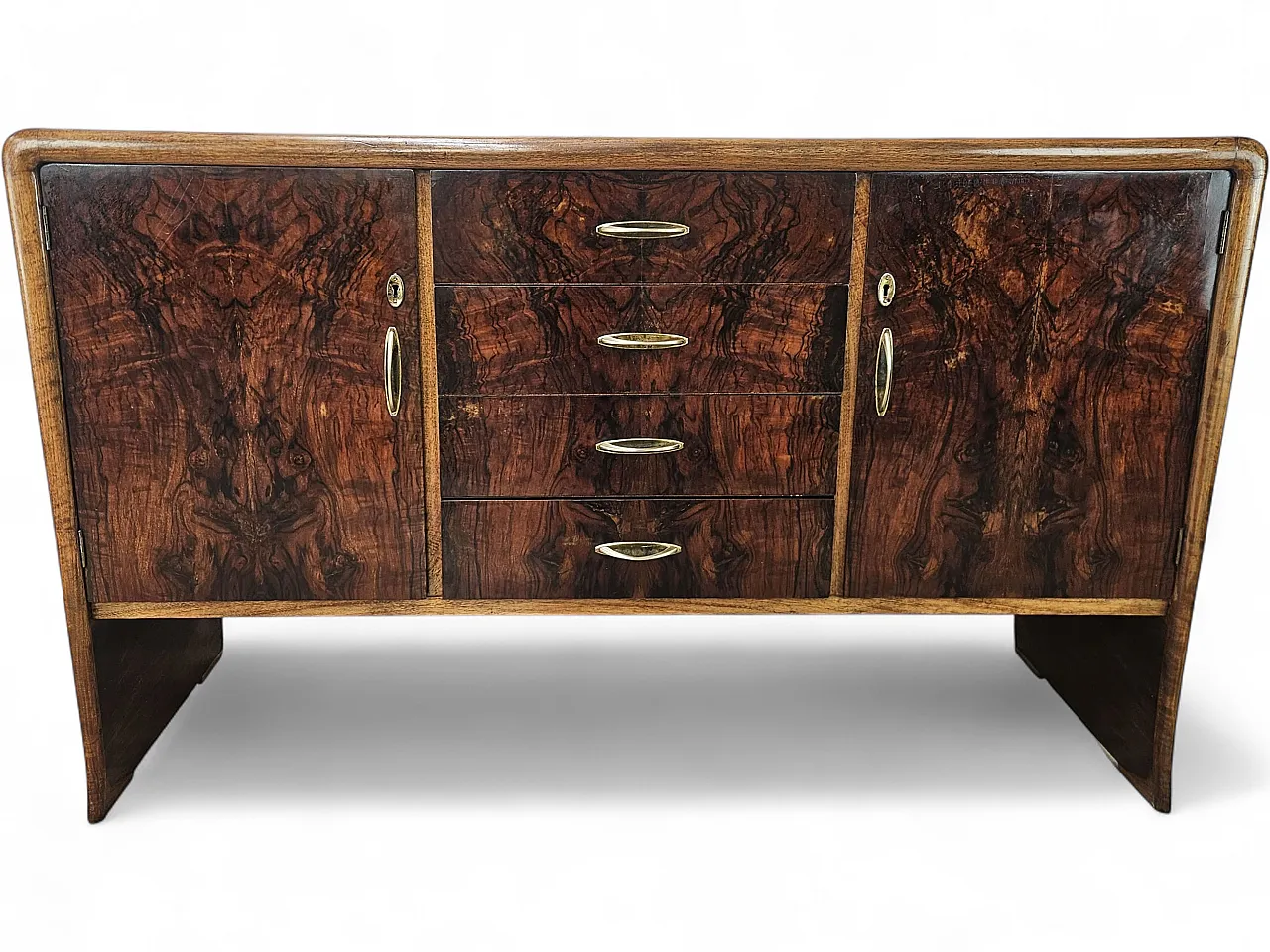 Art Deco sideboard in walnut and blond walnut, mid-20th century 25