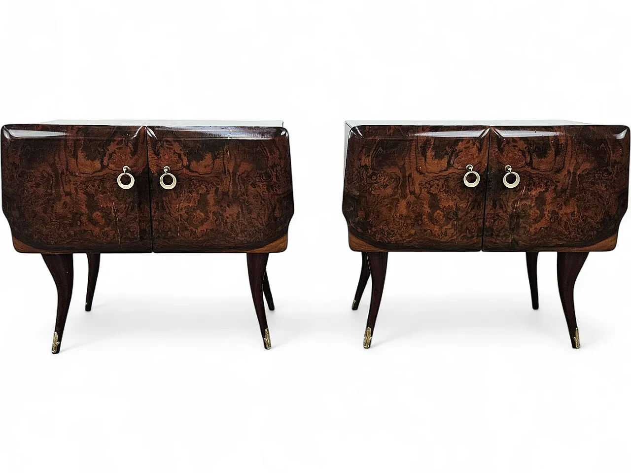 Mid-Century pair of nightstands in mahogany with mirrored top, 1950s 16