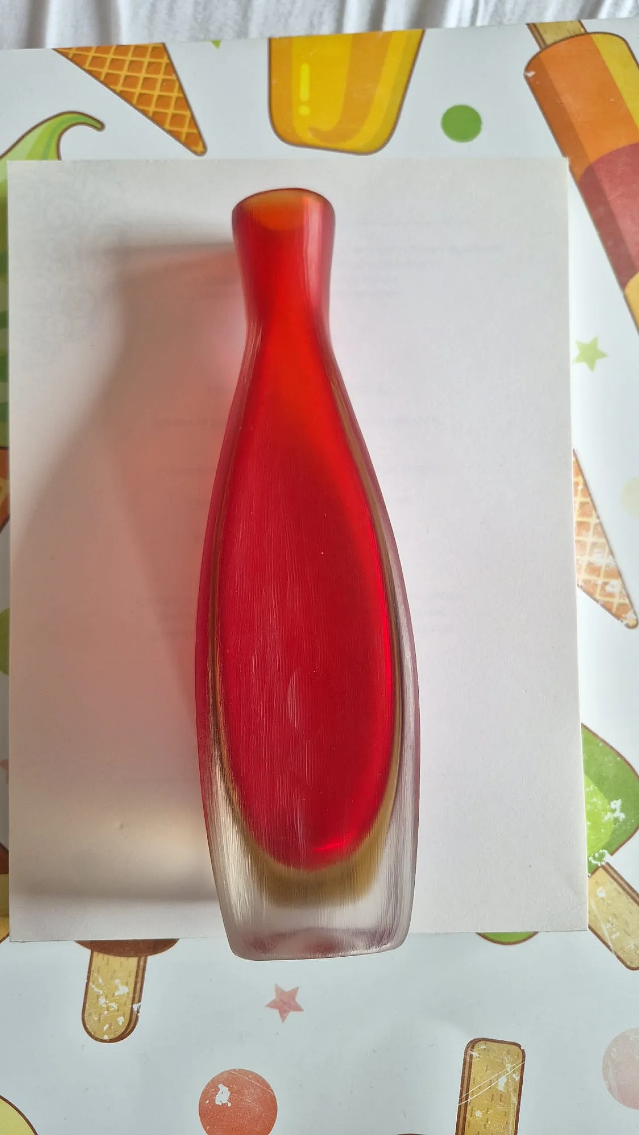 Vaso in vetro smerigliato rosso, 50s 6