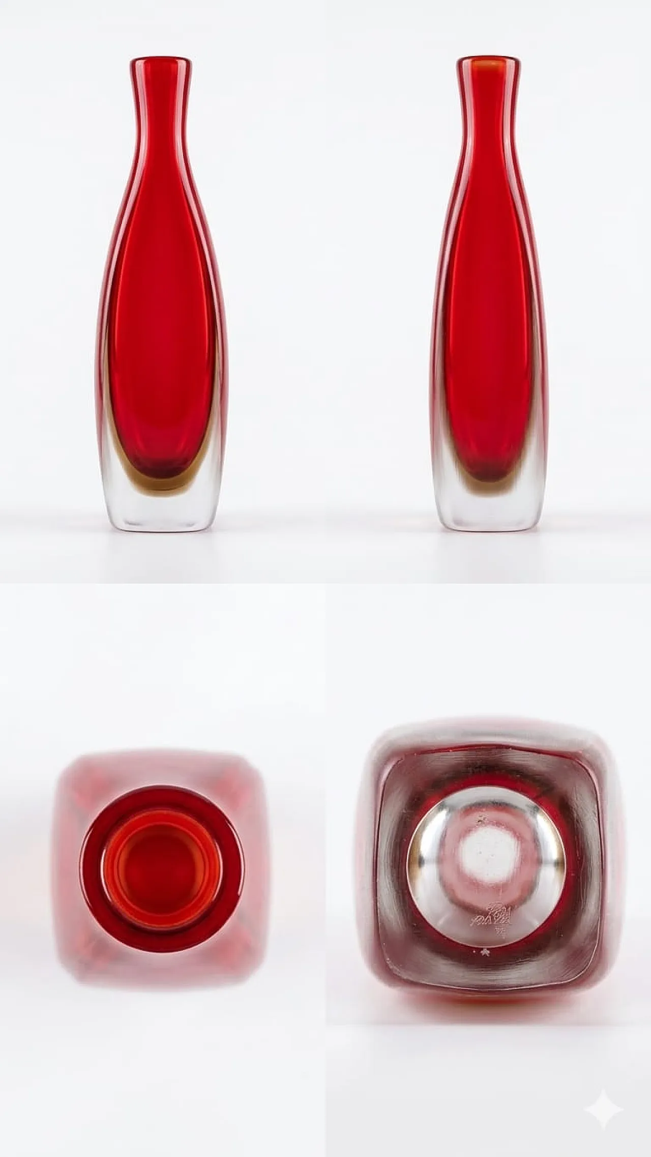 Vaso in vetro smerigliato rosso, 50s 7