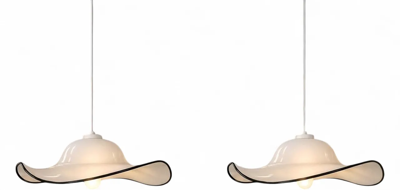 2 Large Mid-Century Wavy Hat Murano Glass chandelier, 1970s 20