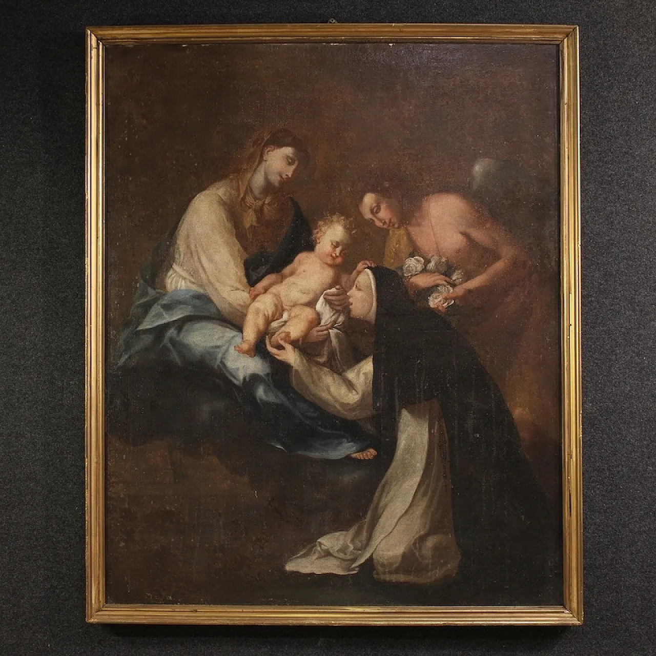 Painting Adoration of Saint Rose of Lima with Madonna and Jesus 1