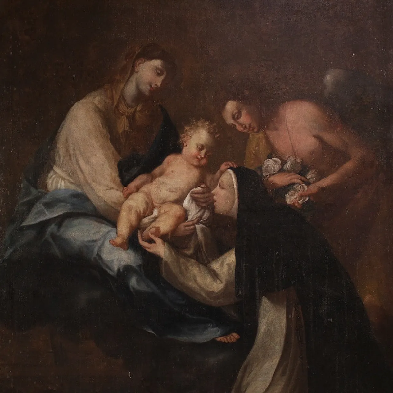 Painting Adoration of Saint Rose of Lima with Madonna and Jesus 2