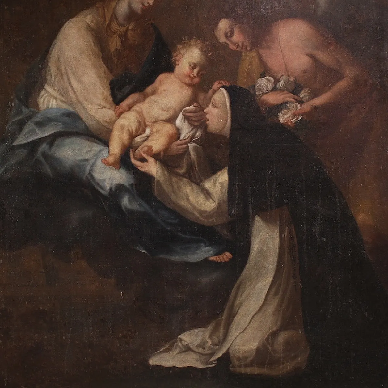 Painting Adoration of Saint Rose of Lima with Madonna and Jesus 3