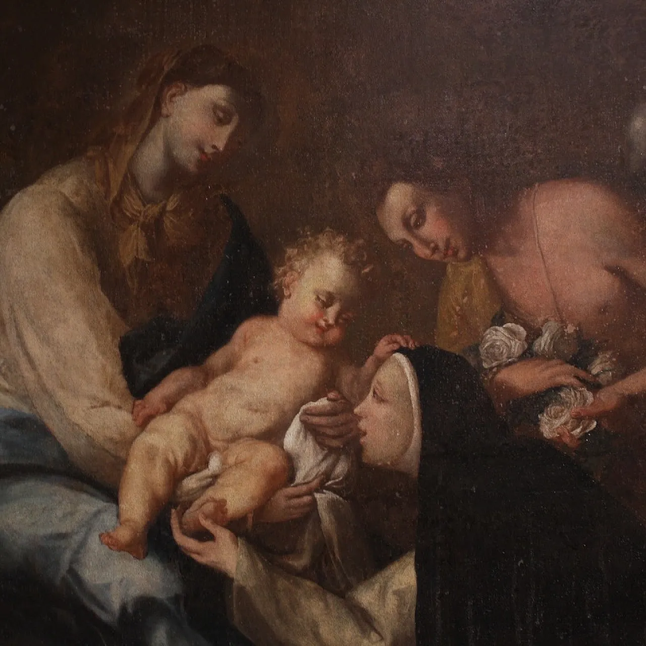 Painting Adoration of Saint Rose of Lima with Madonna and Jesus 5
