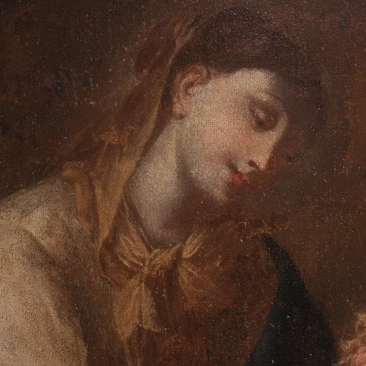 Painting Adoration of Saint Rose of Lima with Madonna and Jesus 11