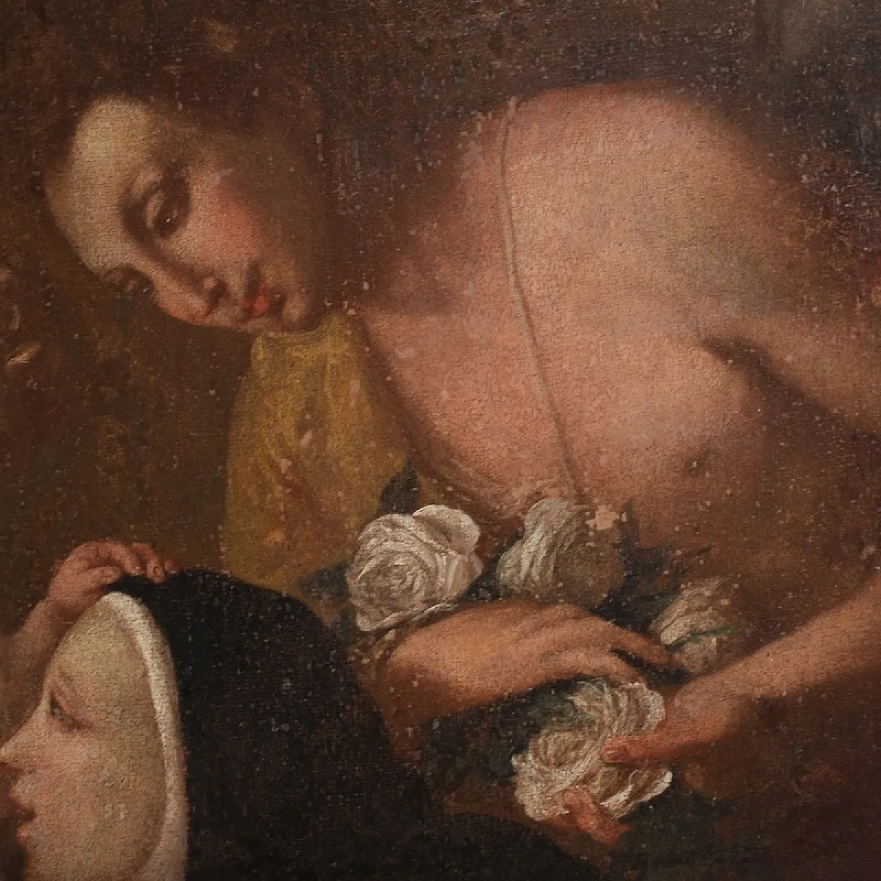Painting Adoration of Saint Rose of Lima with Madonna and Jesus 13