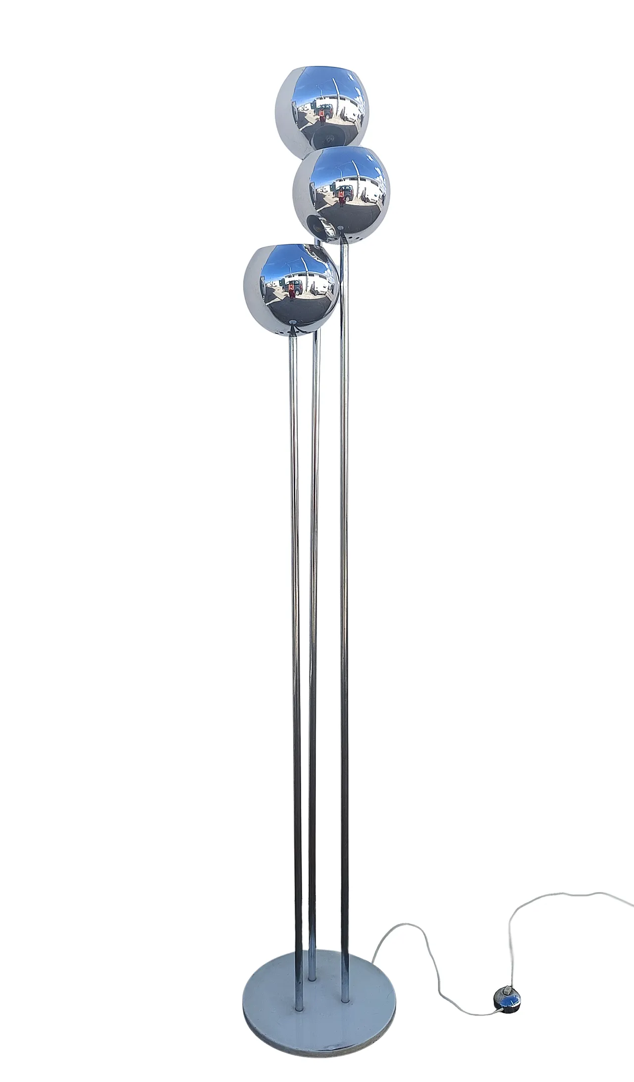 Chrome floor lamp with three globes, 70s 7