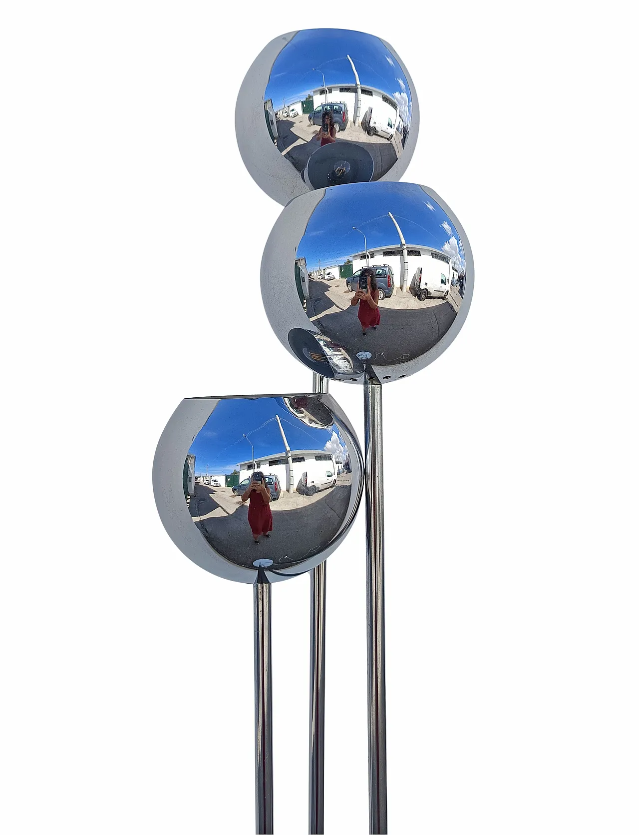 Chrome floor lamp with three globes, 70s 9