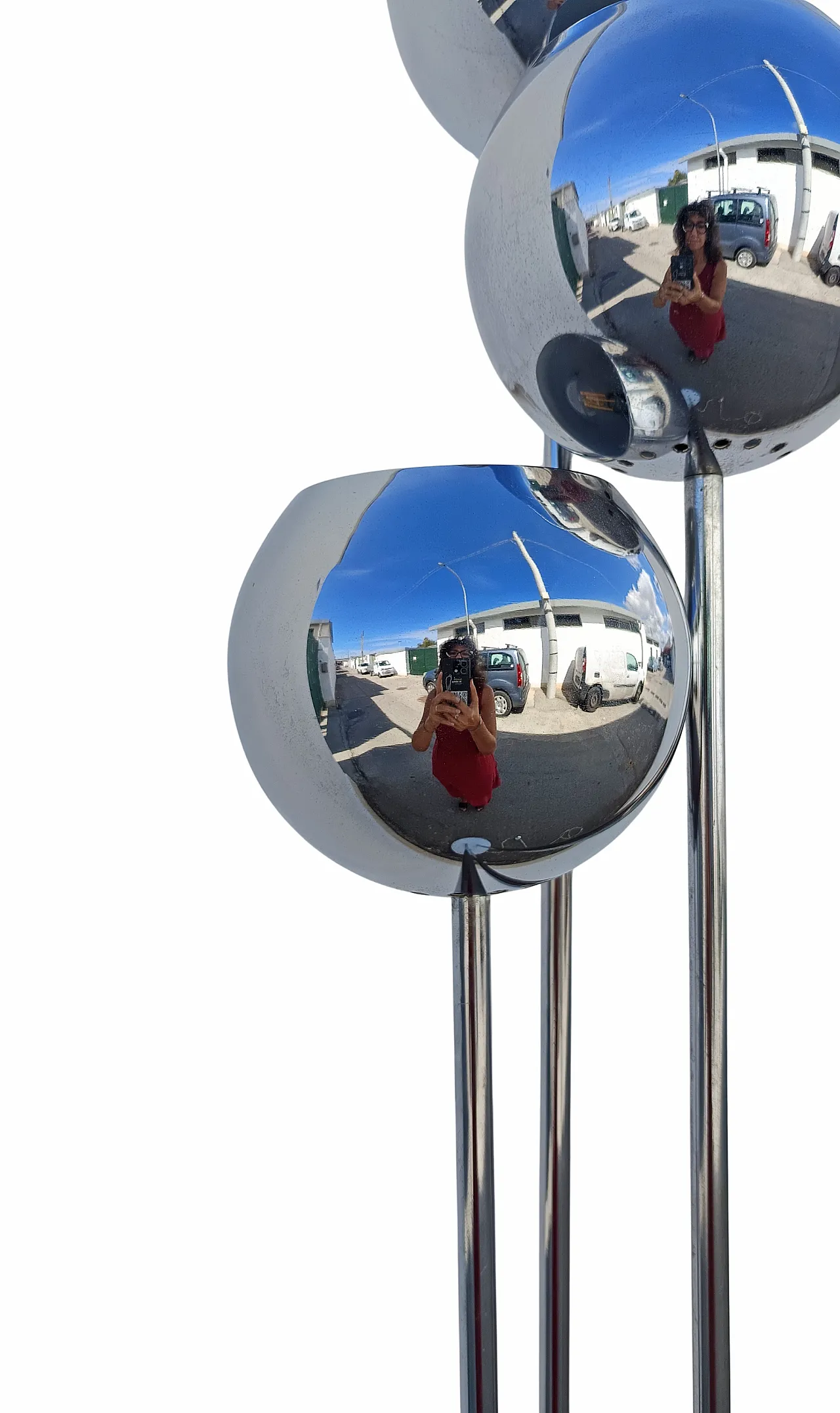 Chrome floor lamp with three globes, 70s 11