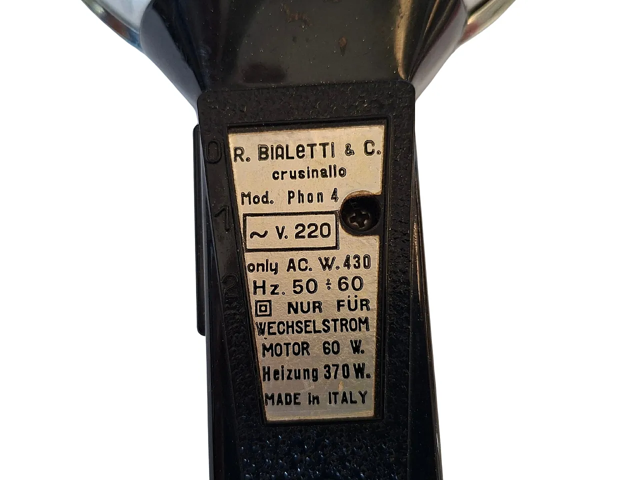 Hairdryer Mod. Phon 4 by Bialetti, 70s 4