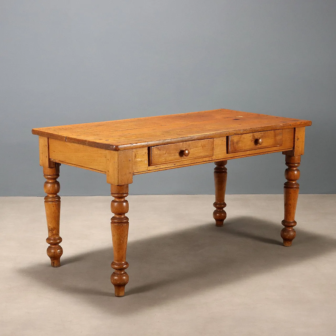 Walnut-stained poplar table, 19th century 1