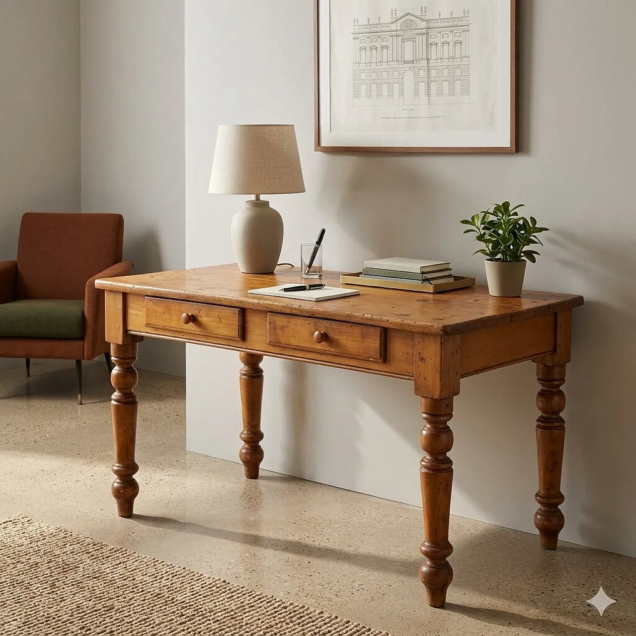 Walnut-stained poplar table, 19th century 2