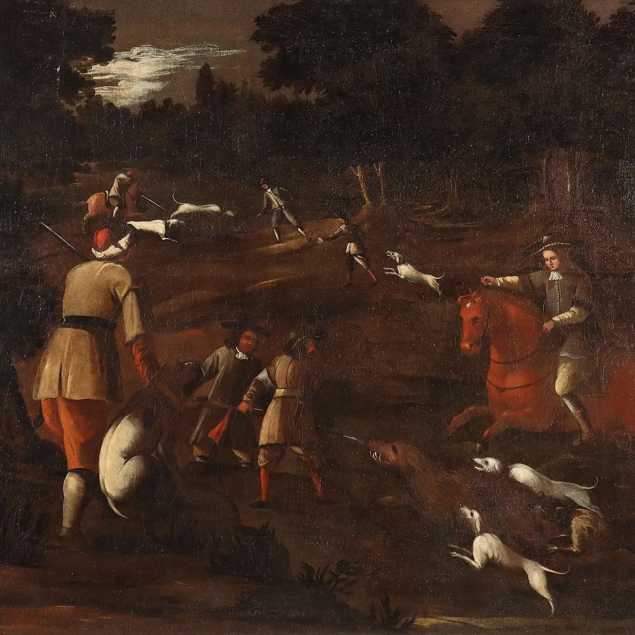 Scena di Caccia, olio su tela, '700 3