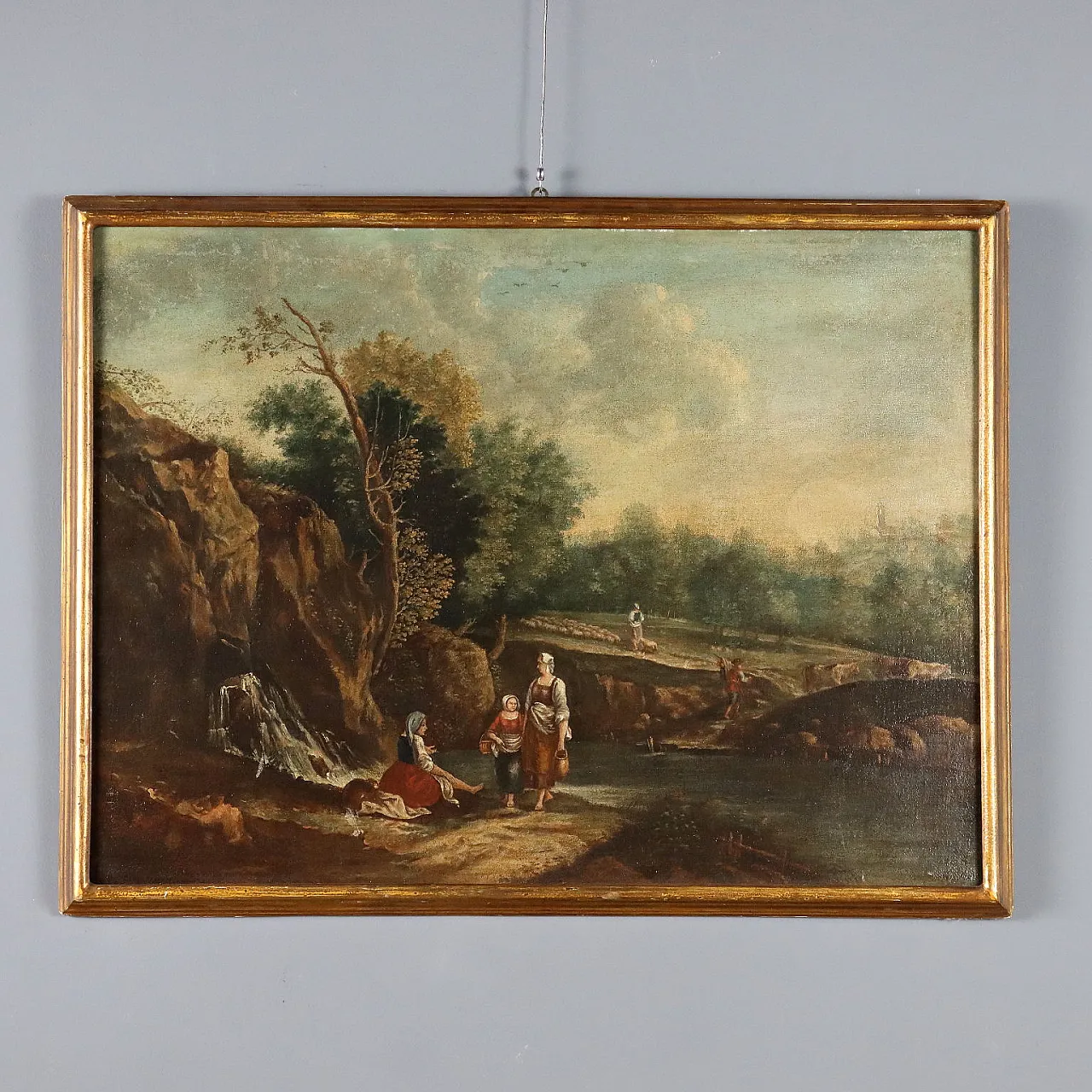 Landscape with Figures, oil on canvas, 20th century 1