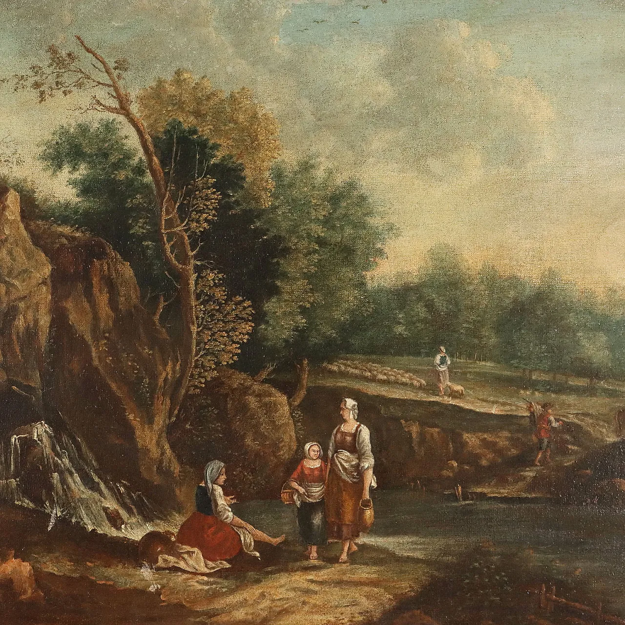 Landscape with Figures, oil on canvas, 20th century 3