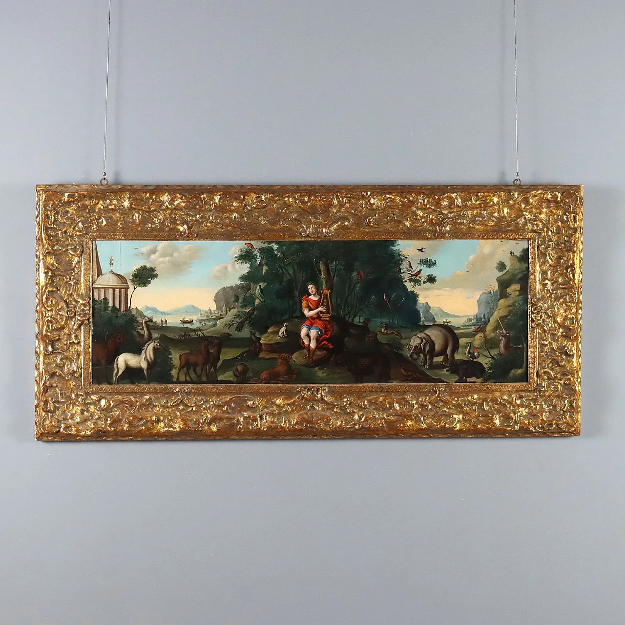 Orfeo incanta gli animali, olio su tavola, '700 1
