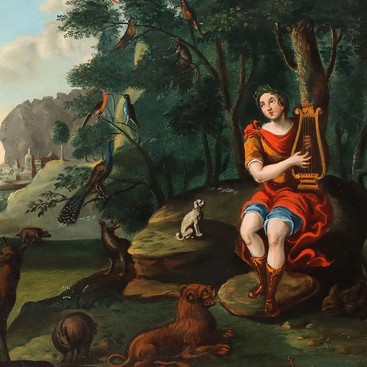 Orfeo incanta gli animali, olio su tavola, '700 3