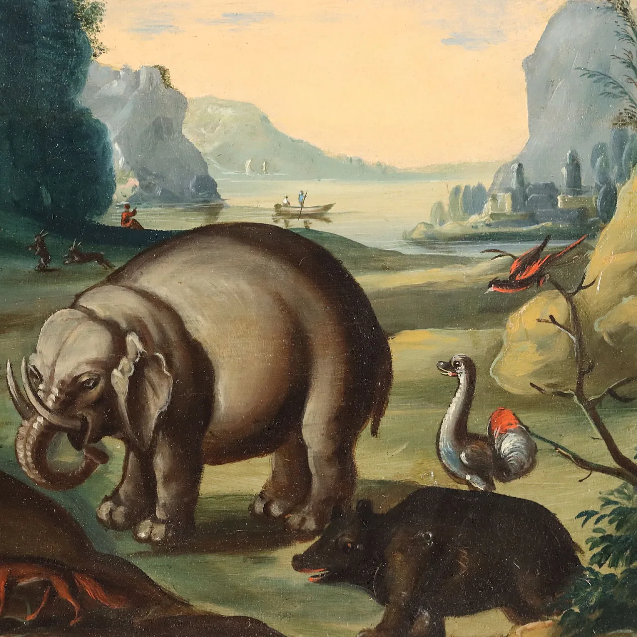 Orfeo incanta gli animali, olio su tavola, '700 9