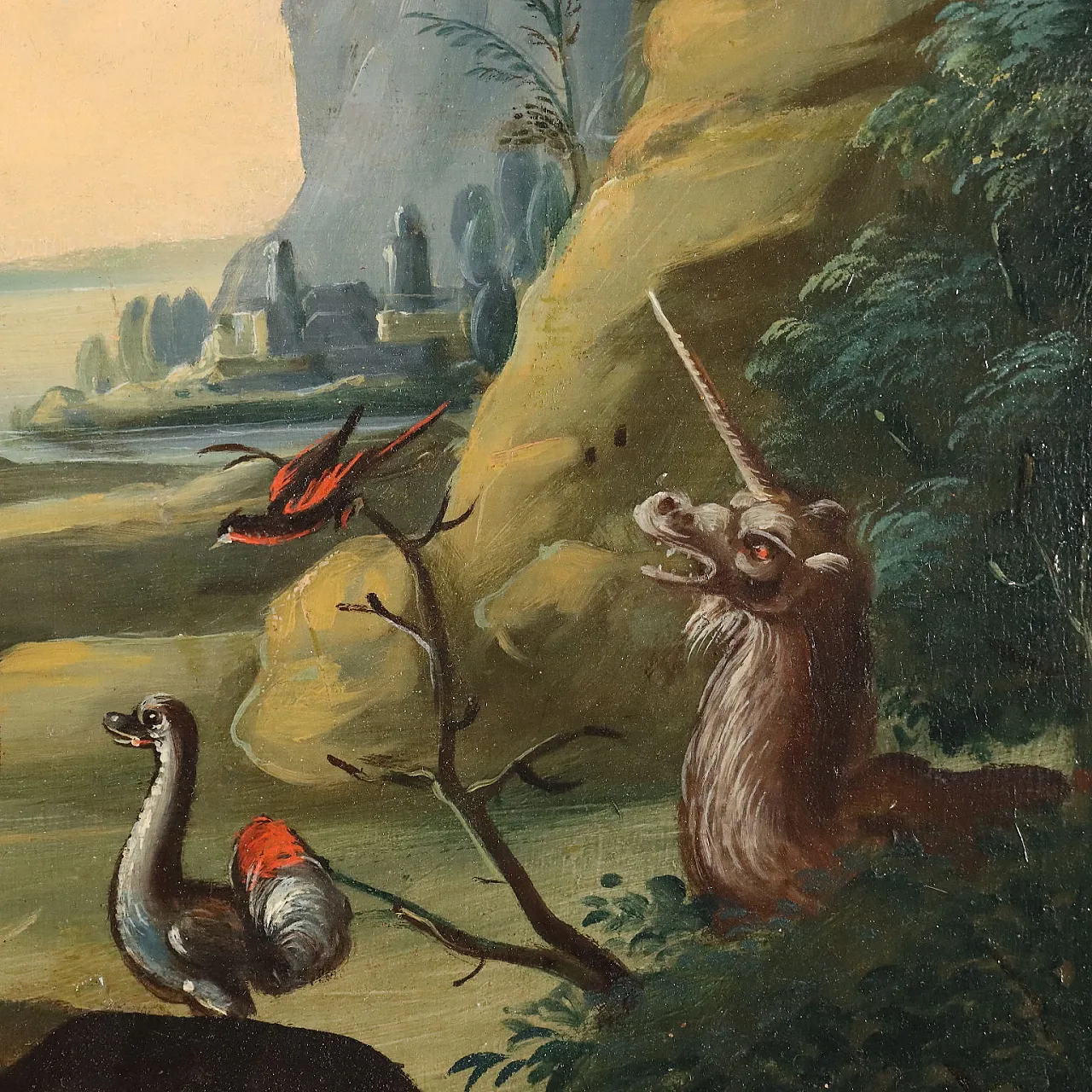 Orfeo incanta gli animali, olio su tavola, '700 10