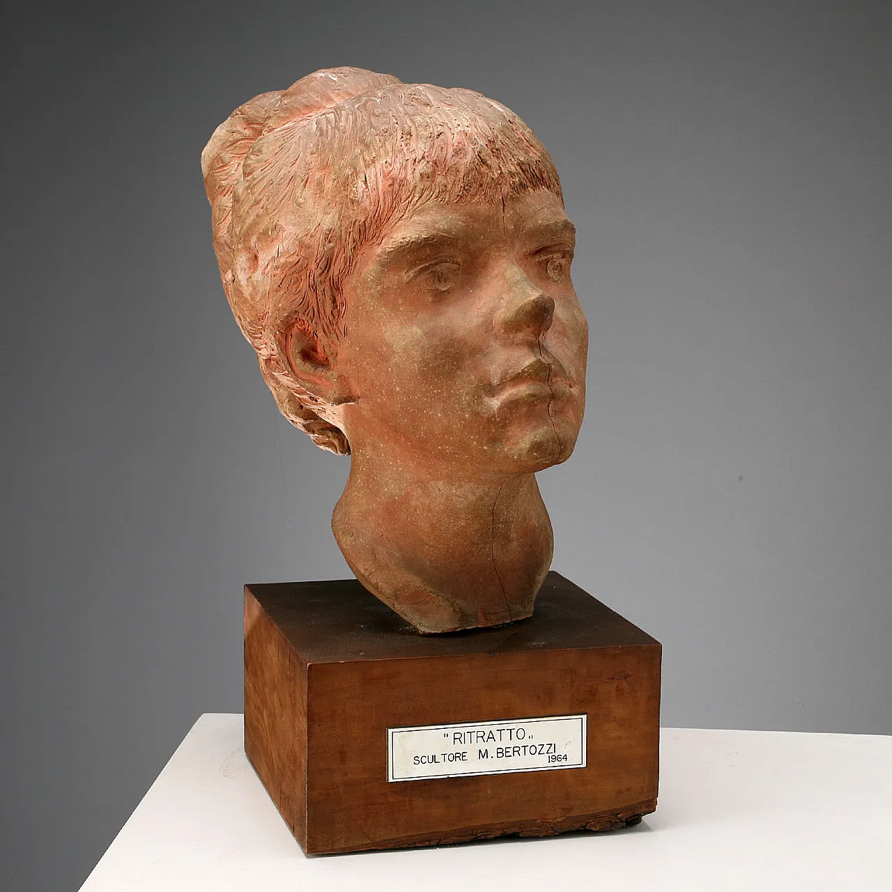 Mario Bertozzi Terracotta Girl's Head, 20th century 3