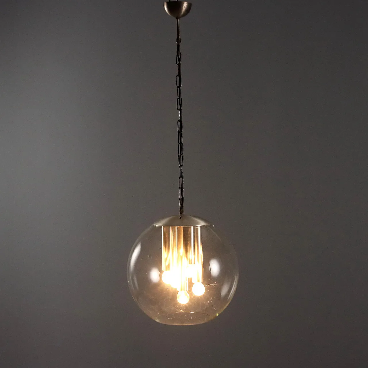Lampada in metallo e vetro, anni '60 1