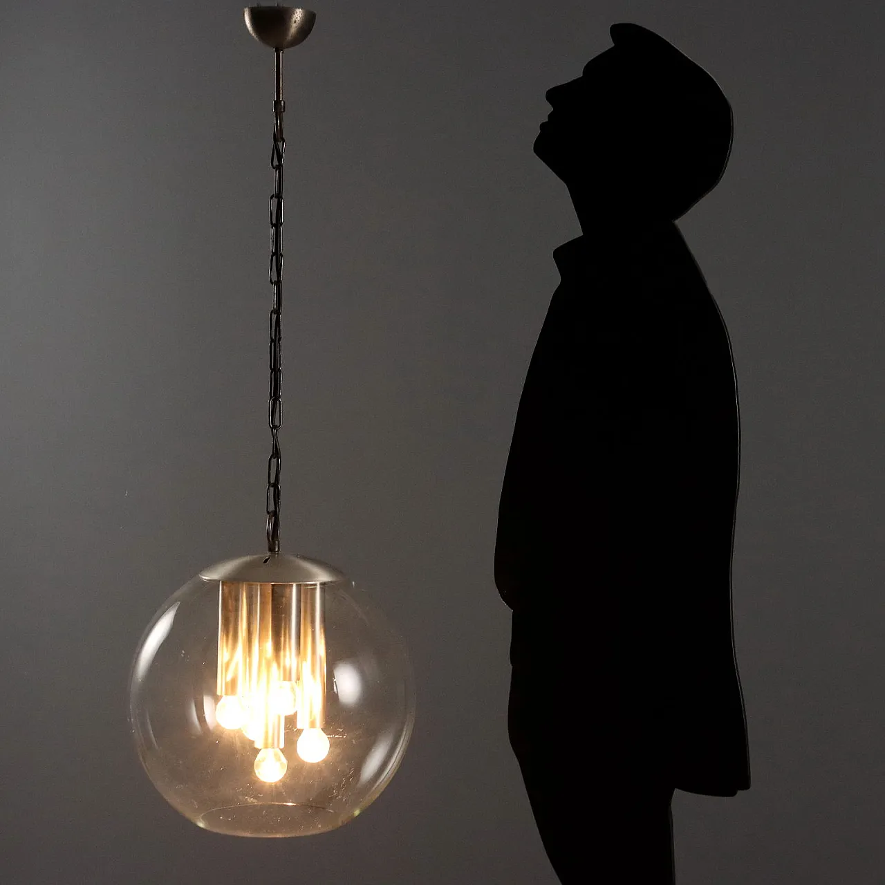 Lampada in metallo e vetro, anni '60 2