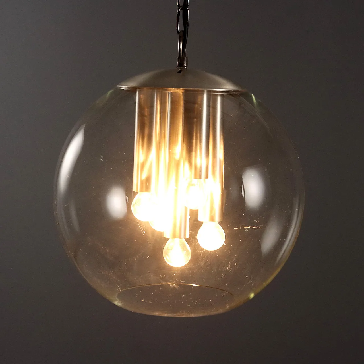 Lampada in metallo e vetro, anni '60 3