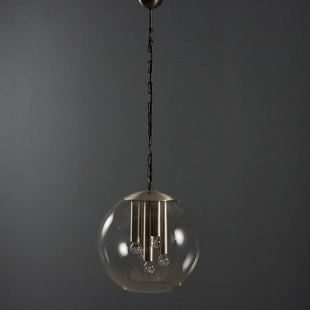 Lampada in metallo e vetro, anni '60 4