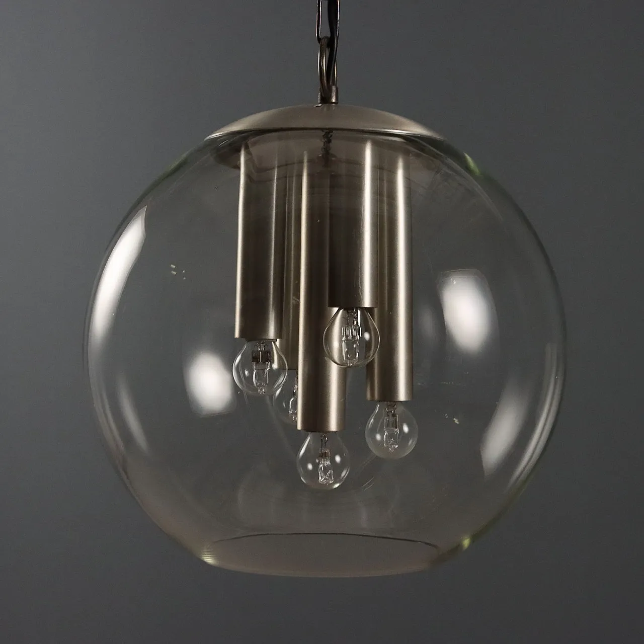 Lampada in metallo e vetro, anni '60 5