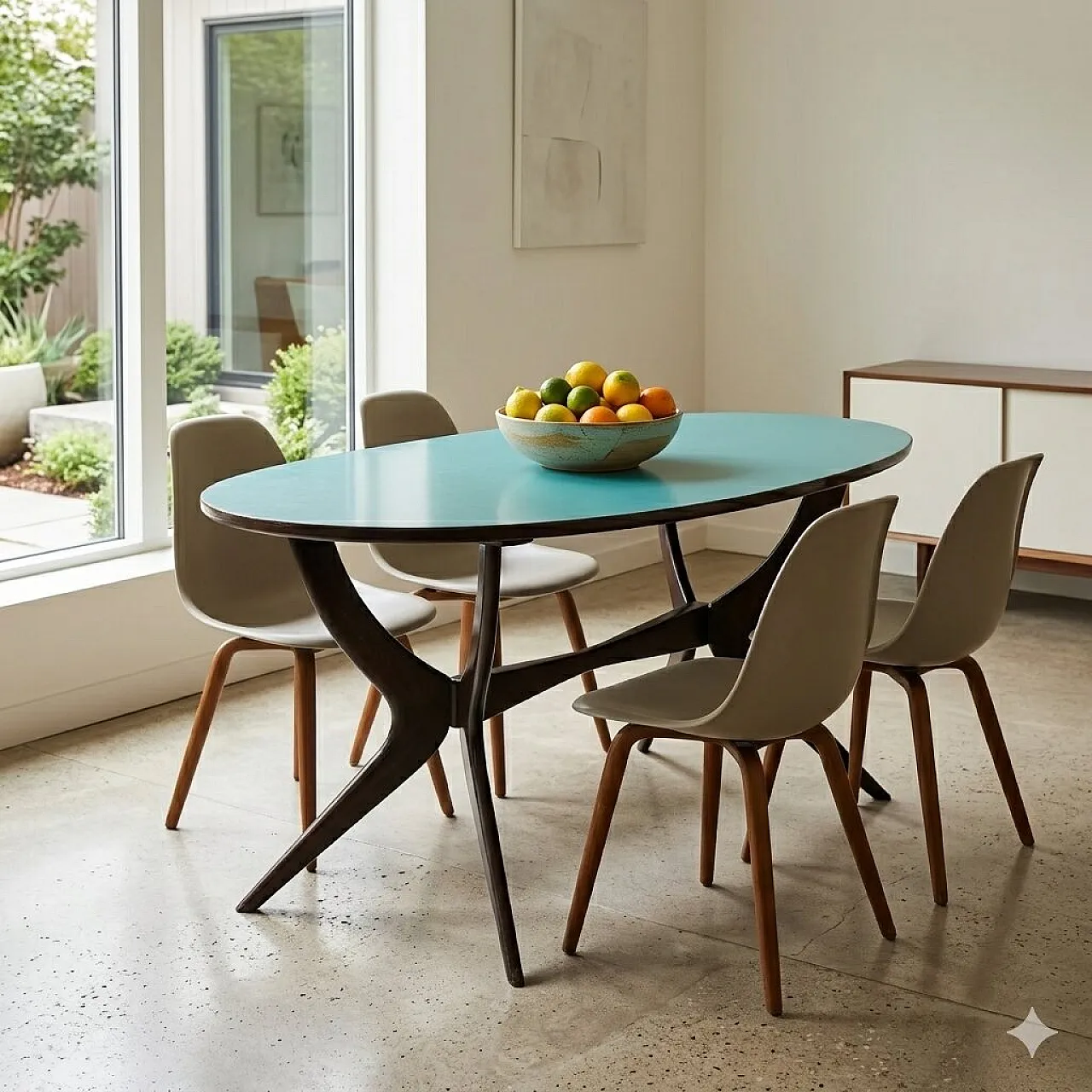Beech table with formica top, 20th century 2