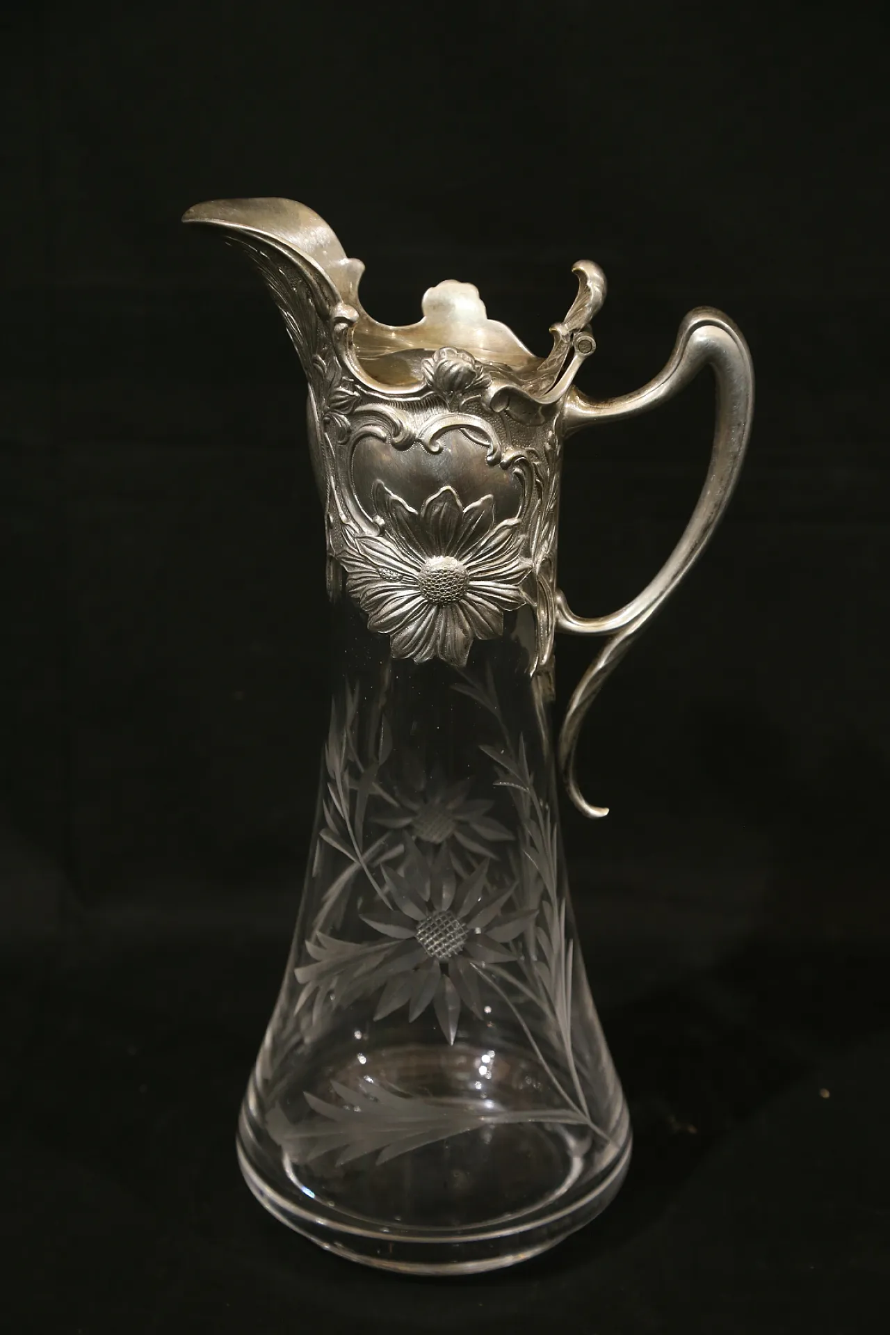 Brocca versatoio vino cristallo argento Topazio atlantis liberty, 1910 1