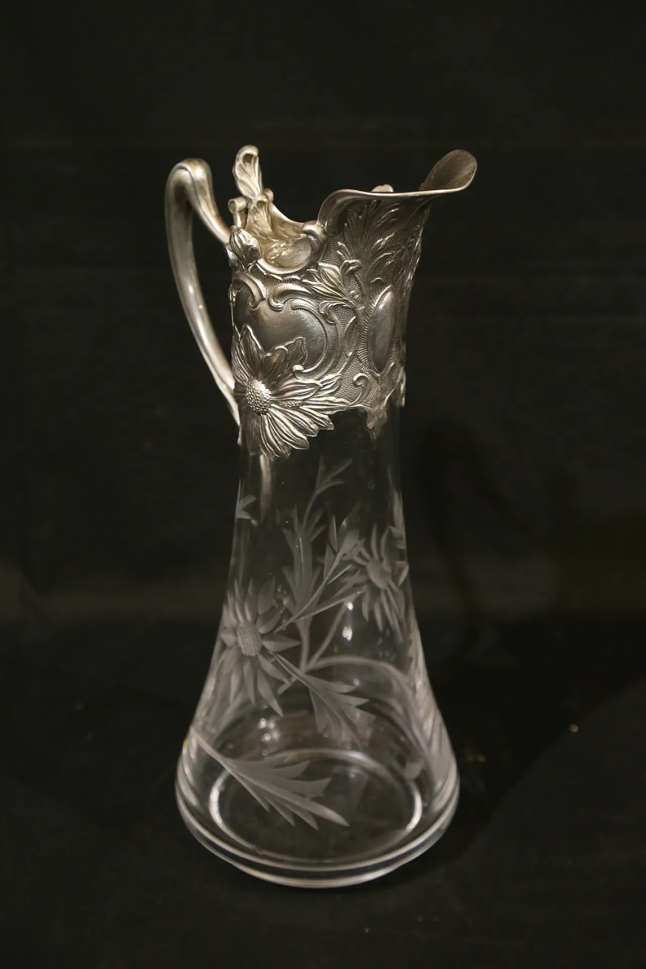 Brocca versatoio vino cristallo argento Topazio atlantis liberty, 1910 4