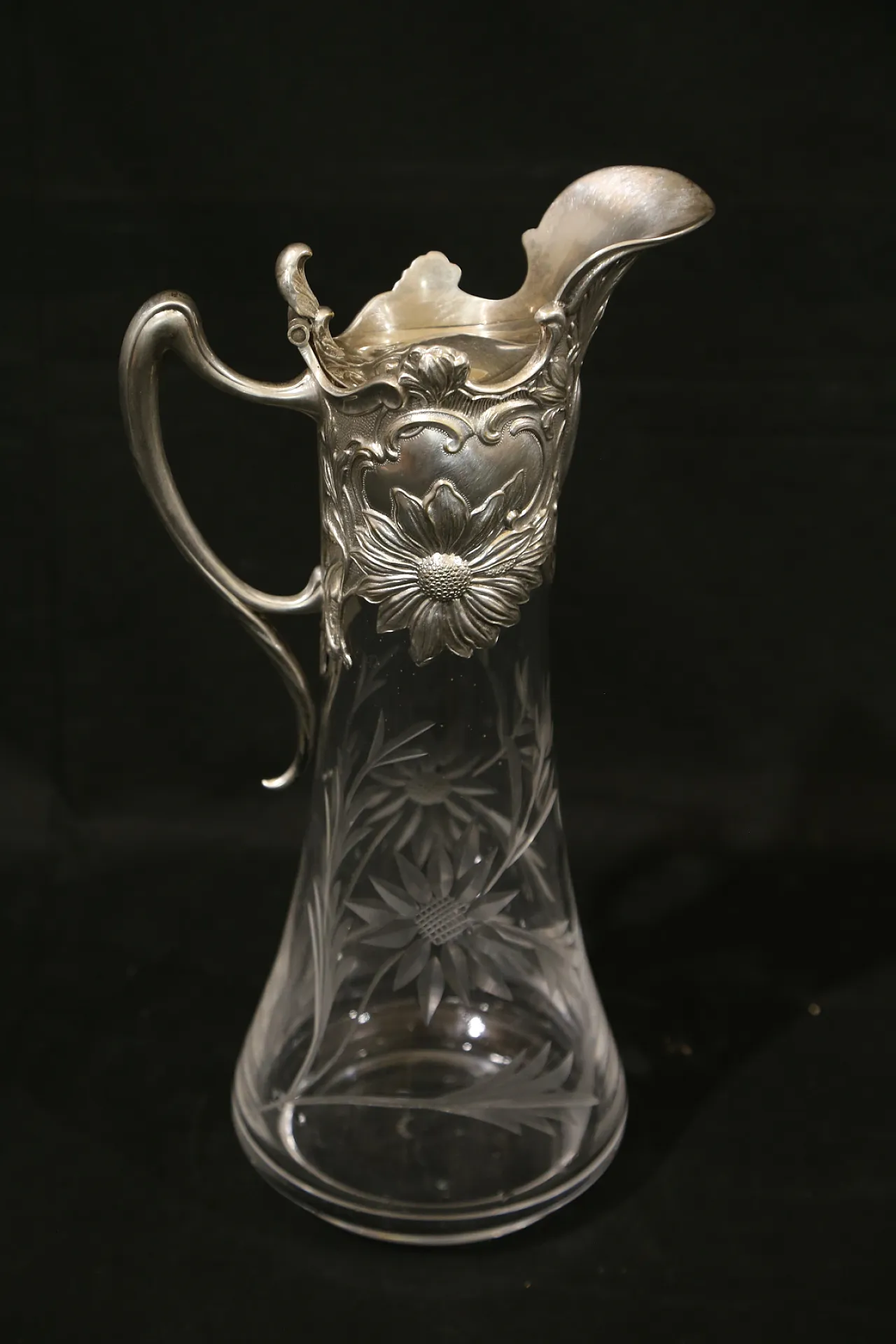 Brocca versatoio vino cristallo argento Topazio atlantis liberty, 1910 5