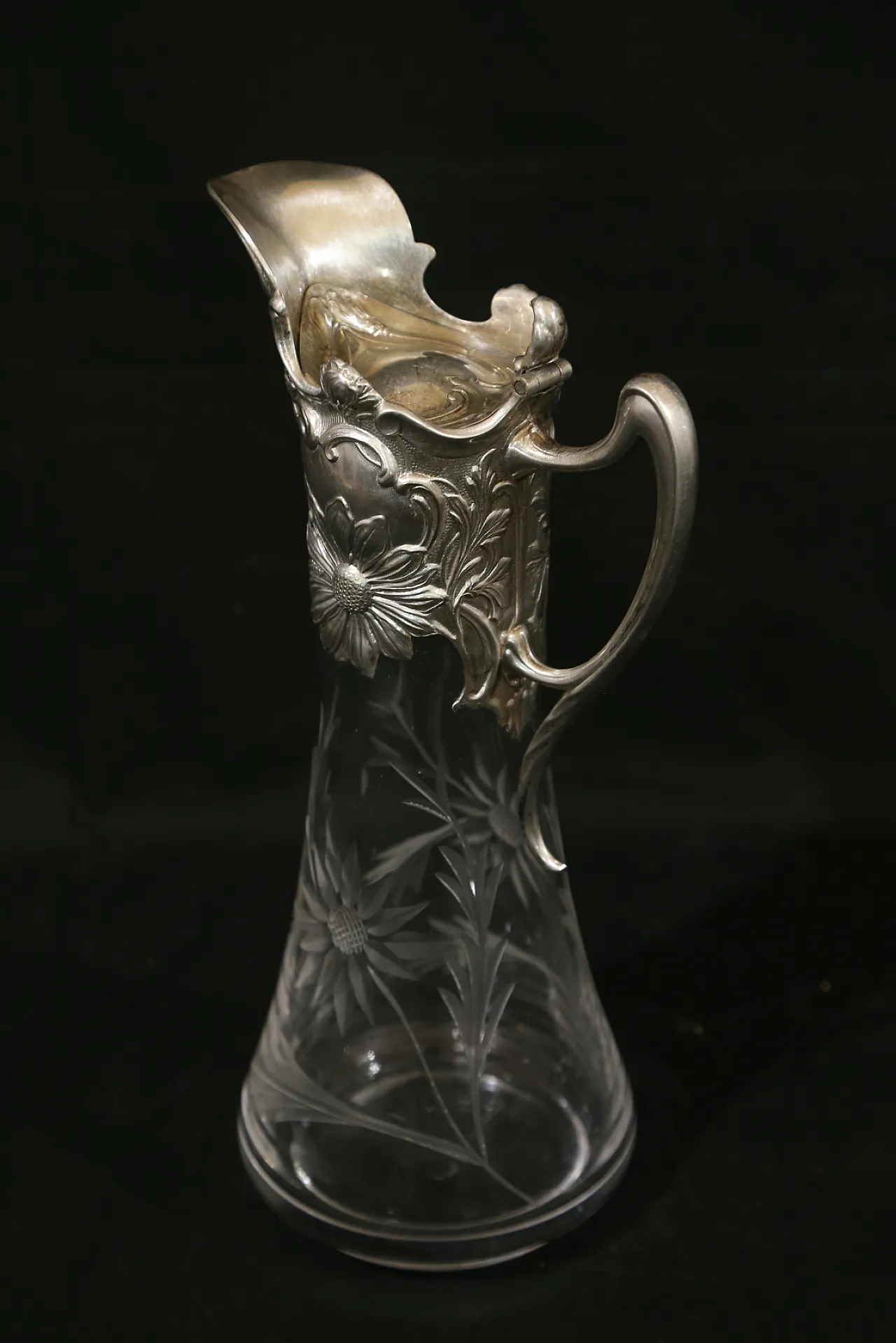Brocca versatoio vino cristallo argento Topazio atlantis liberty, 1910 7